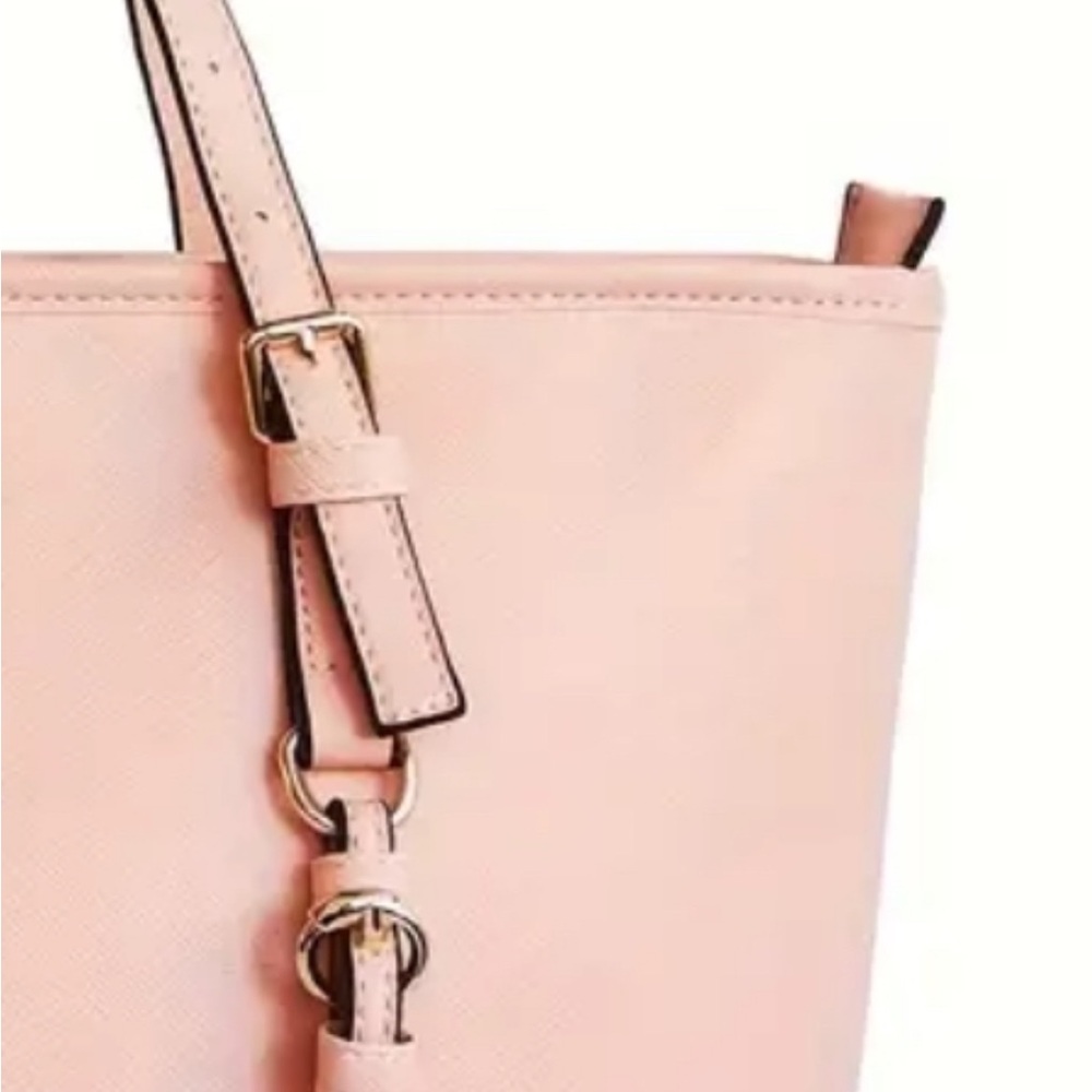 Micky Ken Pink Blush Tote Bag Gold Charm PU Leather Shoulder Bag NIP - Picture 3 of 7